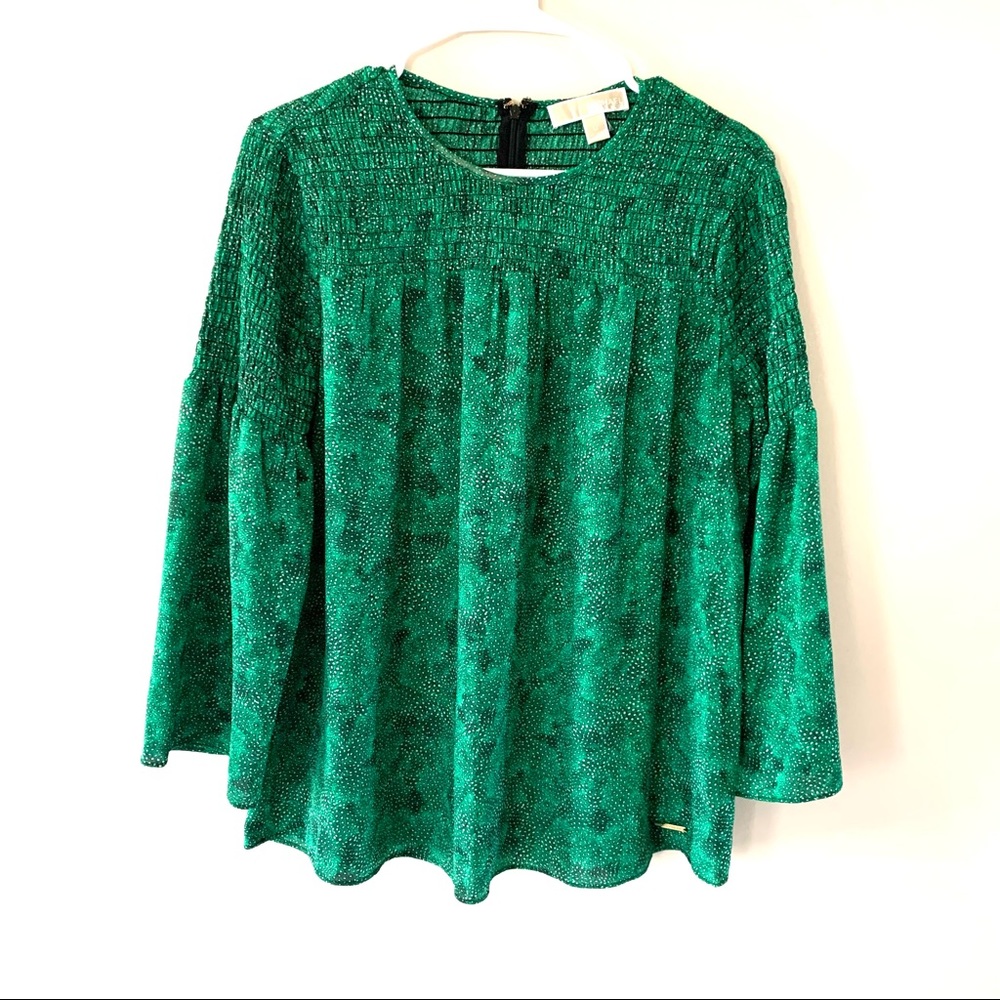 Michael Kors chiffon smocked blouse w/ kimono sleeves size medium